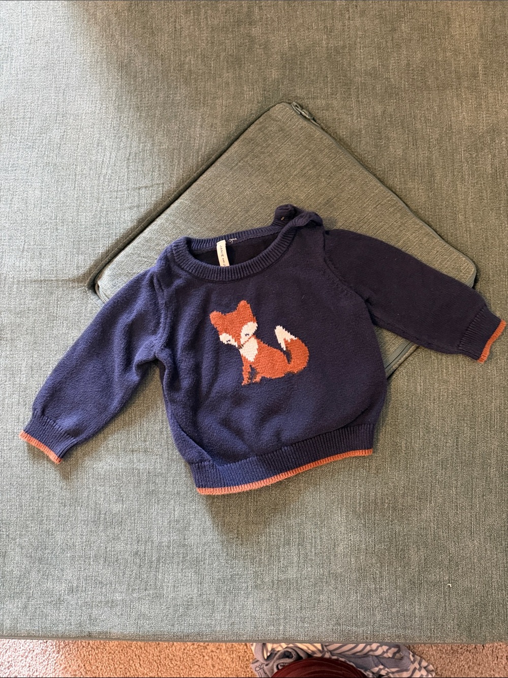 Janie and Jack Navy Sweater with Orange Fox Accent
